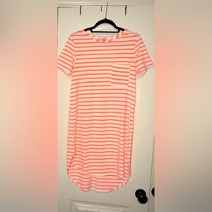 Striped Orange and White Pocket Tee Dress